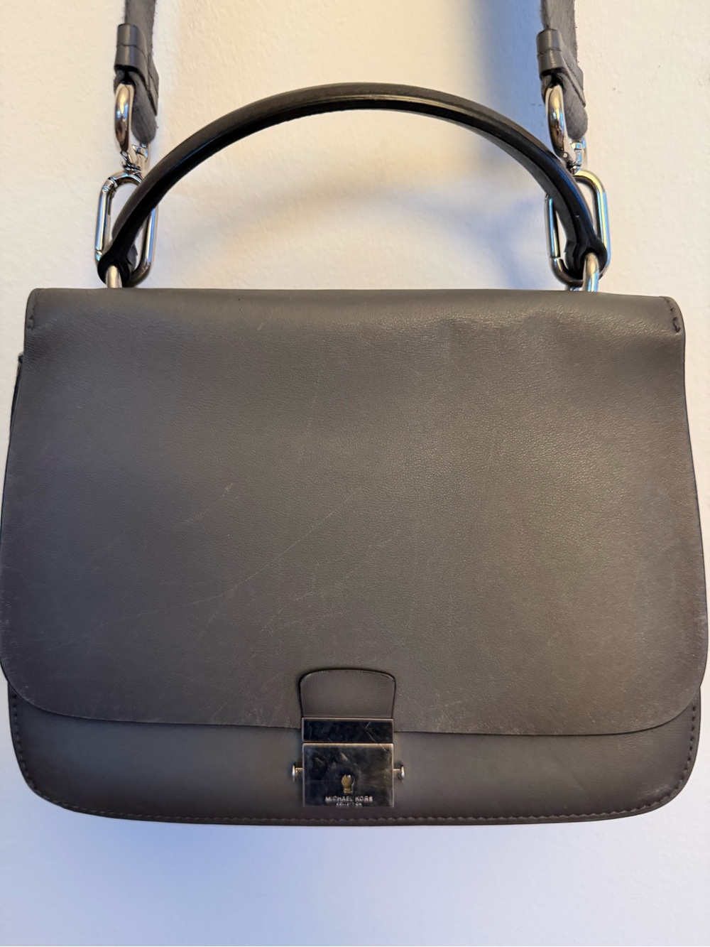 Classic Slate Leather Top-Handle Women's Bag